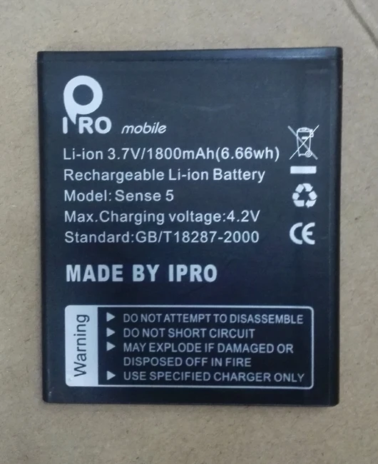 

Original IPRO sense 5 phone battery 1800mah 3.7V for IPRO Sense 5 Quad Core Android Mobile Phone-free shipping