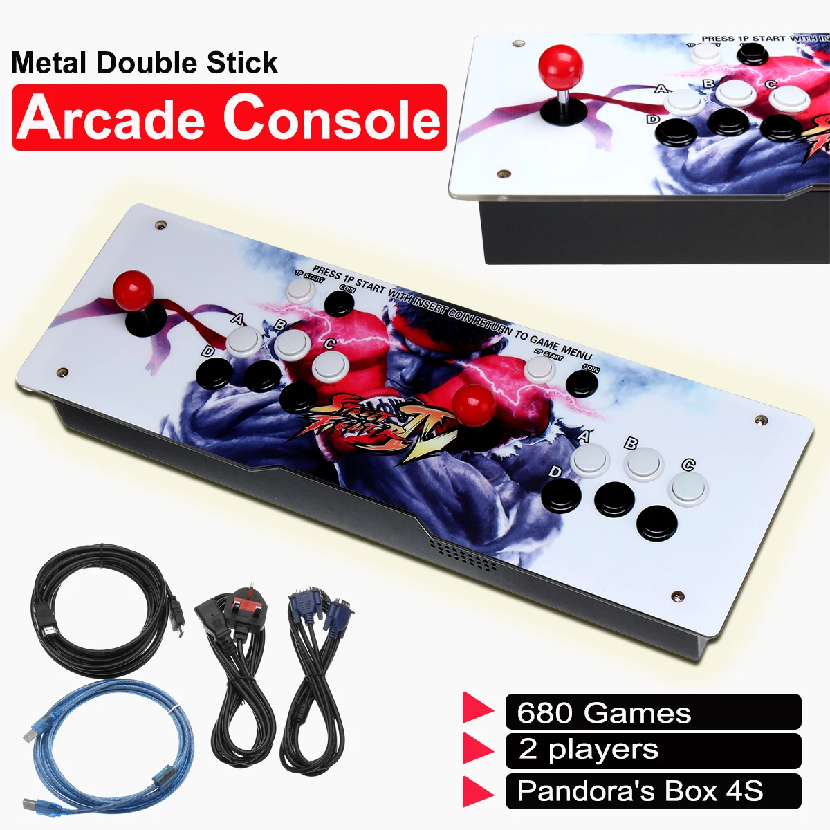 

4s 680 Arcade Game Console for TV PC Monitor Support HDMI VGA USB with Pause Video Arcade Machine