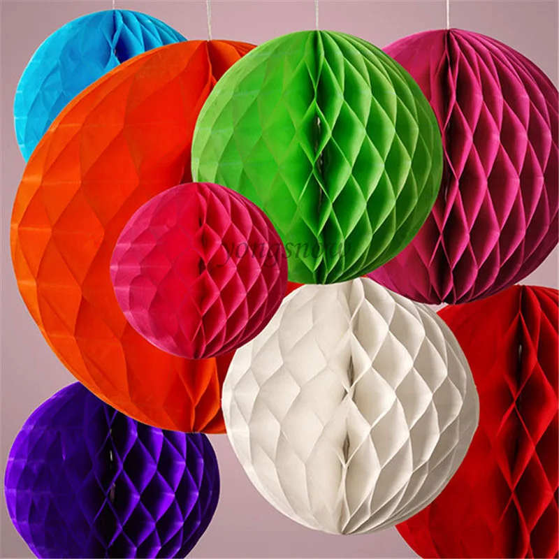 10cm 15cm Tissue Paper Honeycomb Balls Paper Lantern Hanging Flowers Wedding Party Decoration font b Baby