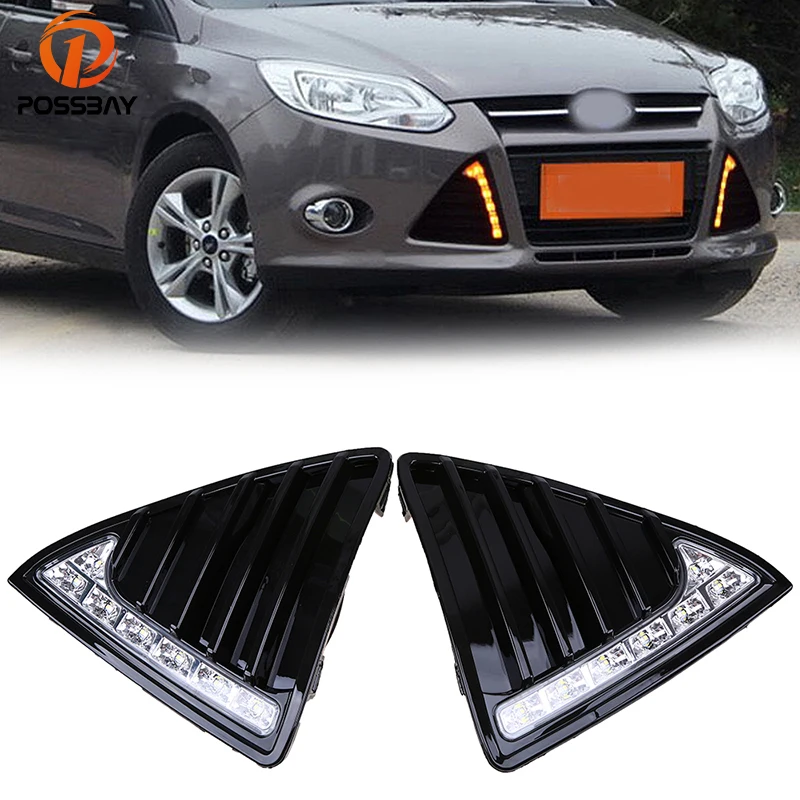 

POSSBAY LED DRL Daytime Running Lights with Turn Signal Fit for Ford Focus Sedan/Hatchback/Turnier(DYB) 2011-2014 Pre-facelift