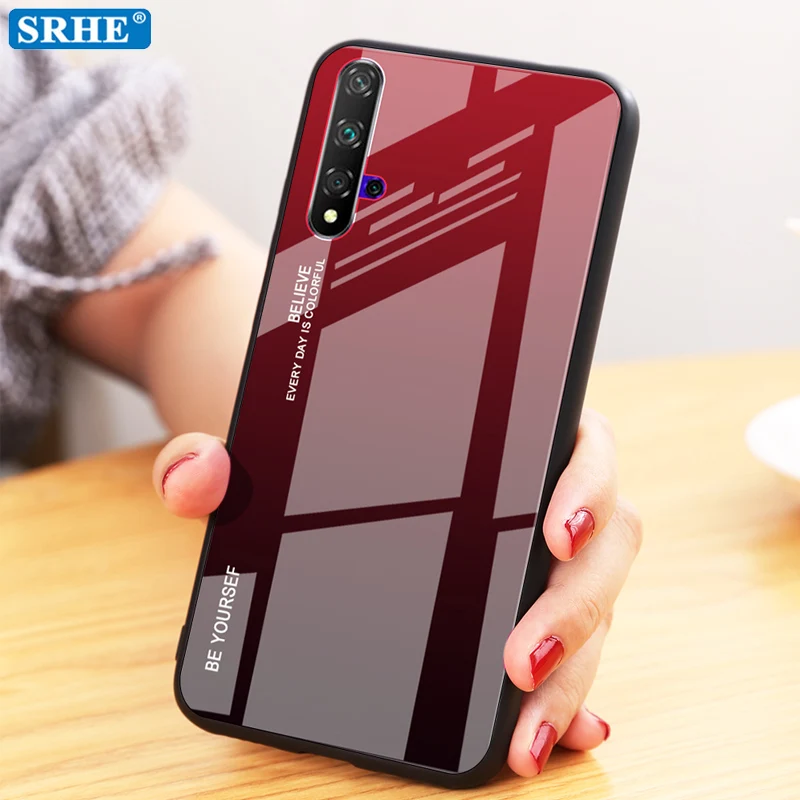 

For Huawei Honor 20 Pro Case Luxury Gradient Tempered Glass Back Cover Coque Case For Huawei Honor 20 Lite Honor20 Phone Cases