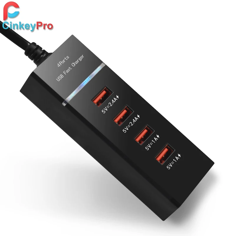 CinkeyPro 4 порта USB зарядное устройство с Светодиодный Светильник настольный адаптер мобильный телефон Быстрая зарядка для iPhone iPad samsung универсальный