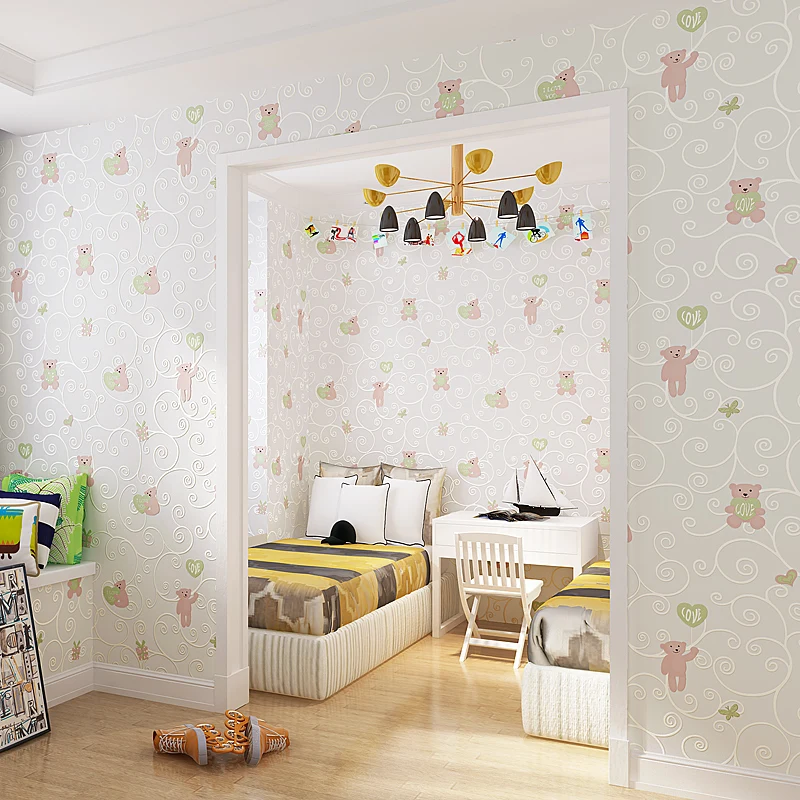 3D Cute Bear Wallpaper Boy Girl Bedroom Living Room TV Background Home Yellow Beige Pink Blue Wall Paper Roll 3D Cute Bear Wallpaper Boy Girl Bedroom Living Room TV Background Home Yellow Beige Pink Blue Wall Paper Roll