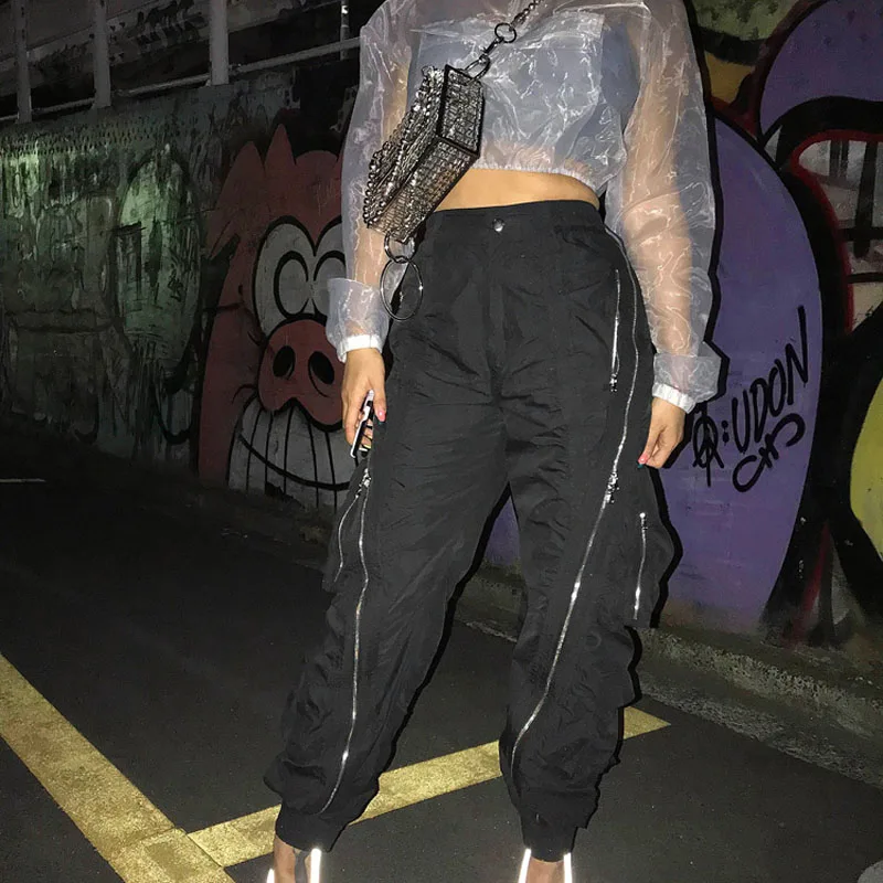 

Multi-zip Pocket Pleated Decoration High Waist And Hip Small Loose Super Beautiful Casual Trousers