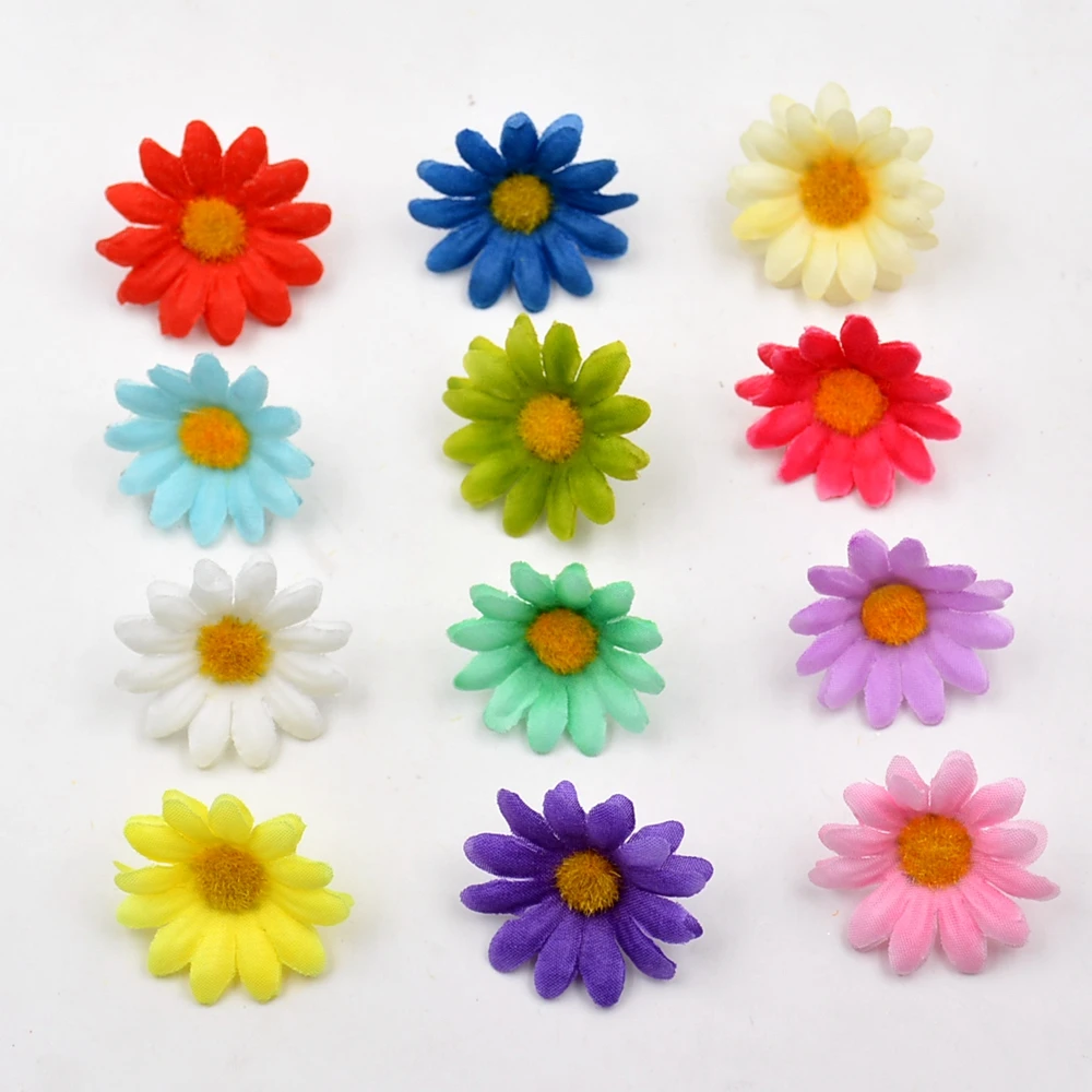 10pcs Artificial Flower Small Silk Sunflower Handmade Head Wedding ...