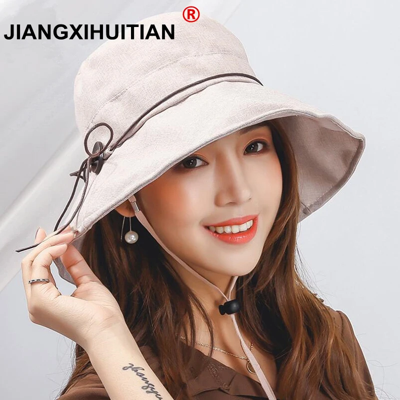fashion new Women Bowknot Sun Hat, Design Summer Beach Fisherman Hats