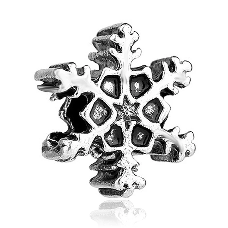 snowflake 45 стильных европейских серебряных сплавов бусинки с большими отверстиями подходят к оригиналу Pandora талисманы Браслет безделушка ювелирные изделия для женщин - Цвет: snowflake