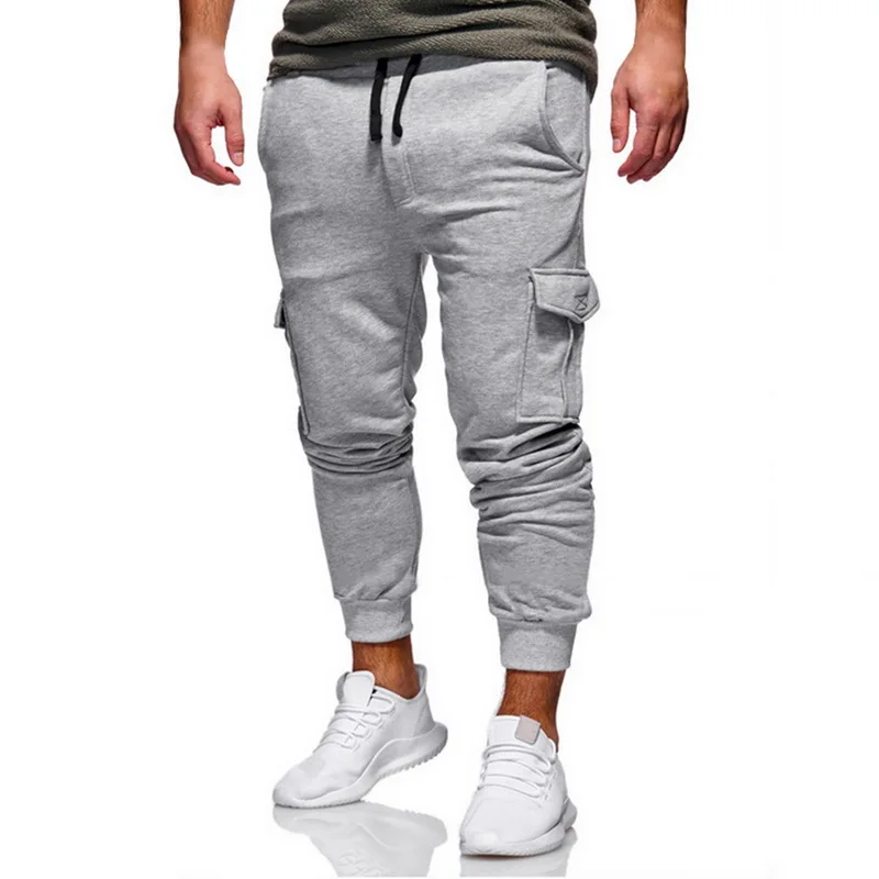 Shujin Mens Skinny Joggers Sweatpants Casual Male Fitness Bodybuilding Solid Pants Pocket Drawstring Long Trousers Plus Size