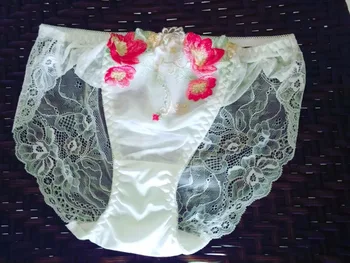 

2018 summer red flower white transparent lace panties women underwear stringi damskie culotte femme ondergoed dames slips briefs