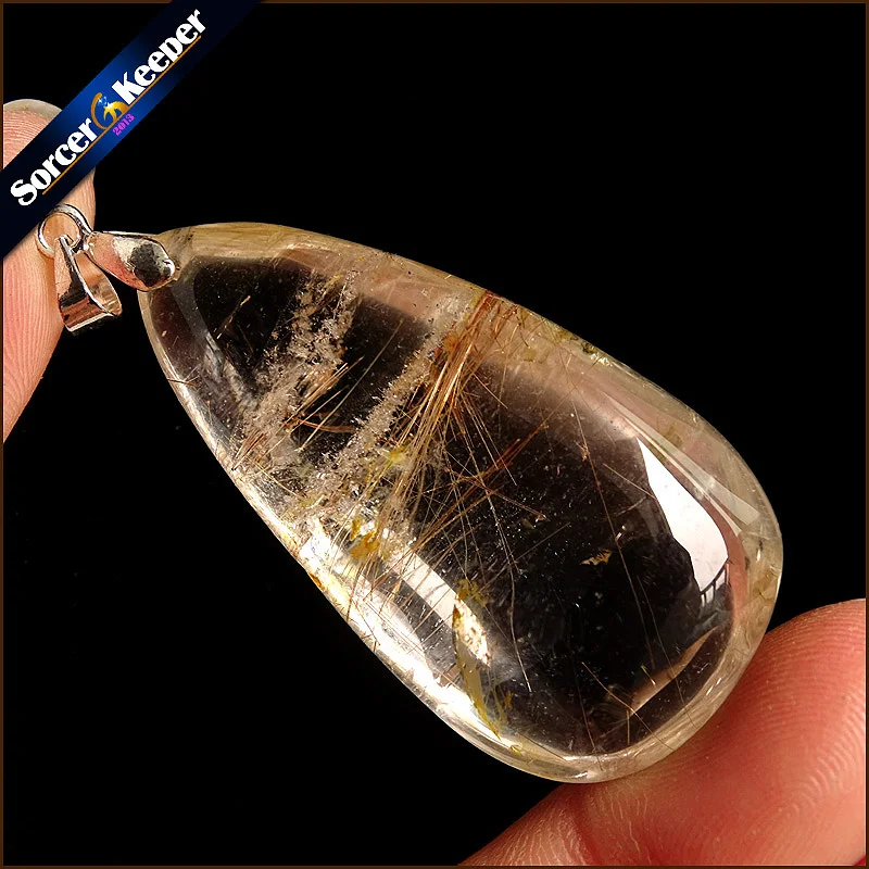 Натуральный камни рутиловый кварц кулон волос кристалл цепочки и ожерелья образец минерала сад Кристалл кварц ювелирные изделия энергии OS390