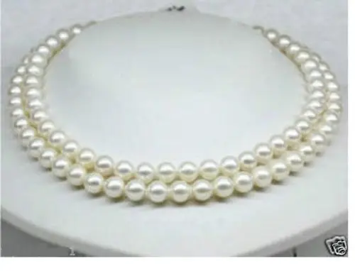 

Hot sale new Style >>>>>2 ROW 7-8MM WHITE freshwater PEARLS NECKLACE 18''