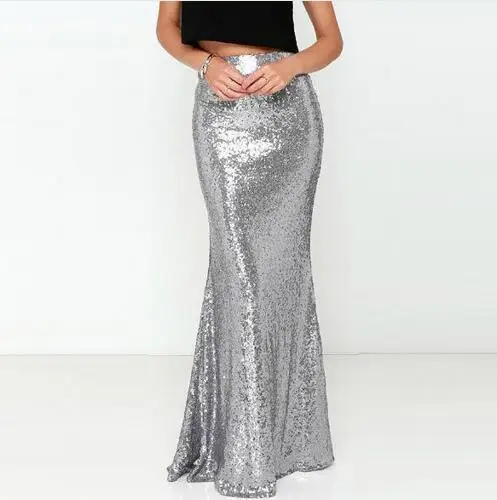 Элегантные юбки цвета шампанского или серебристого цвета с пайетками для женщин; пикантная модная юбка на заказ на молнии или в эластичном стиле