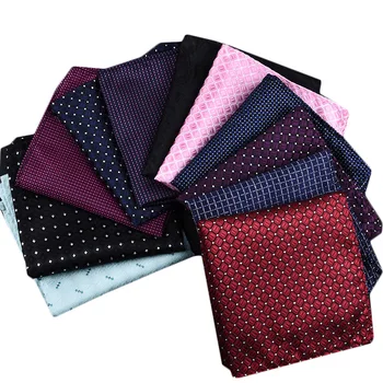 

New 50 Colors Handkerchiefs Woven Plaid Paisly Striped Hanky Men's Business Casual Square Pockets Handkerchief Wedding Hankies
