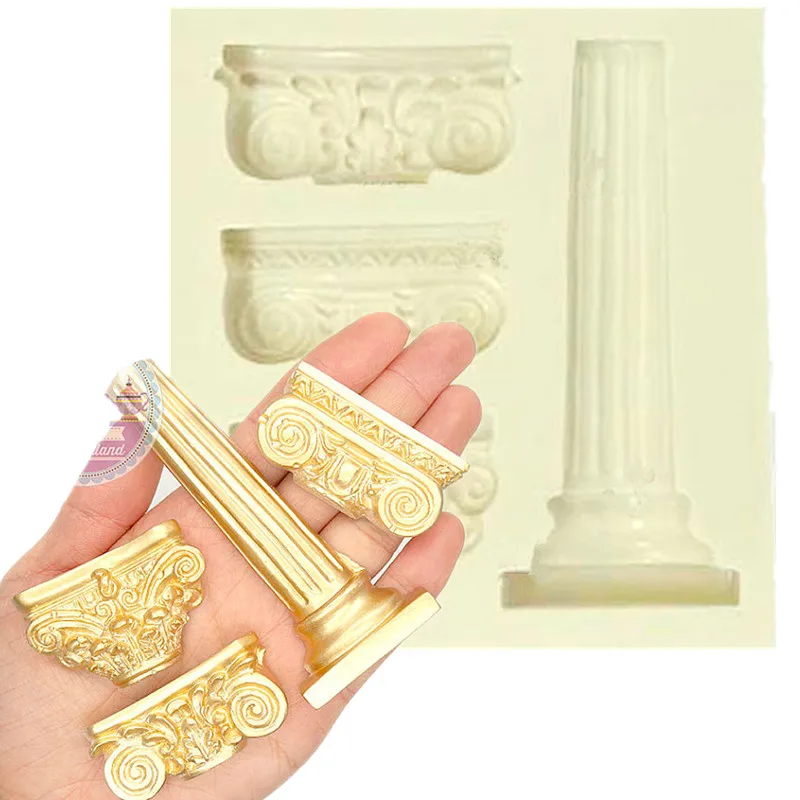 

3 in 1 Greek Roman Pillar Architecture Column Mould Cozinha Fondant Cake Molds Cupcake Soap Mold Chocolate