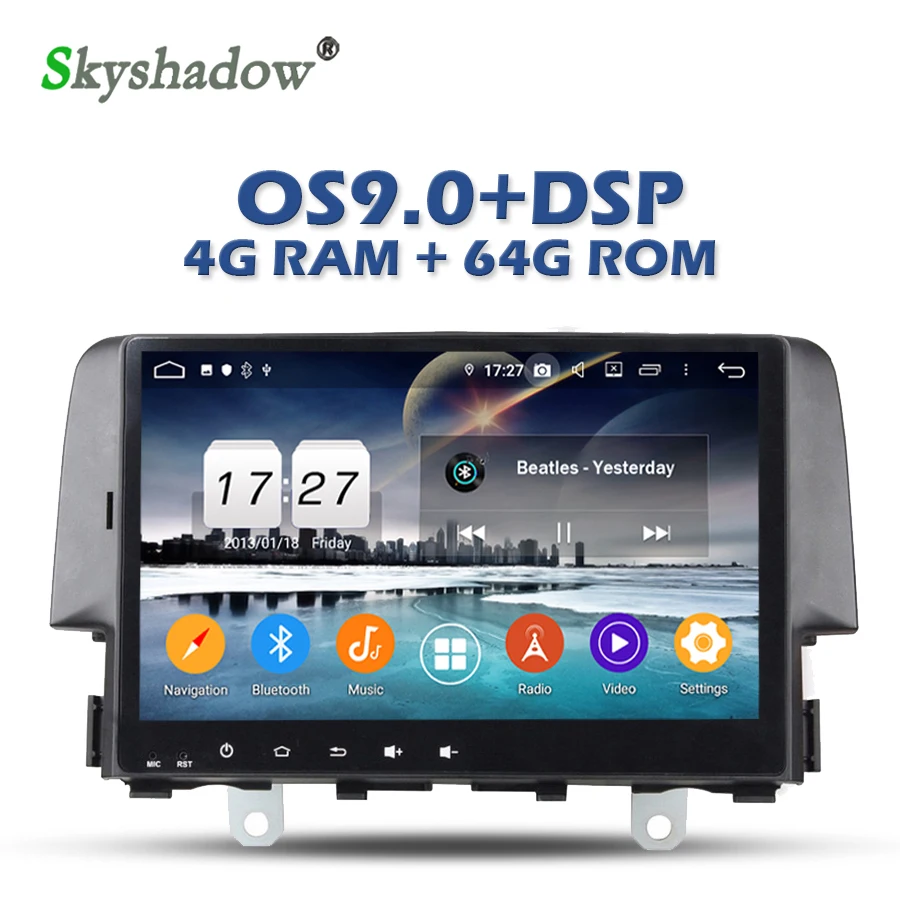 Top DSP TDA7851 Android 9.0 4GB RAM+64GB + 8CORE IPS Car DVD Player GPS Map RDS Radio wifi Bluetooth 4.2 For Honda CIVIC 2016 2017 3