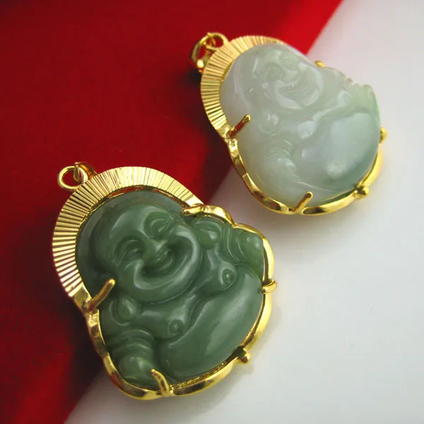Pendant 18k gold jade buddha pendant 