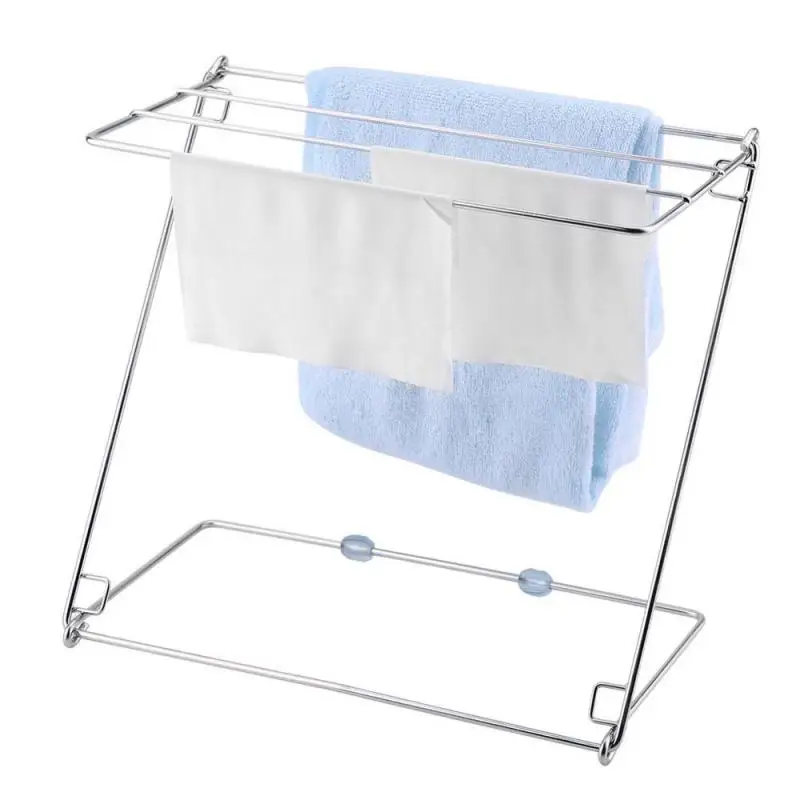 Kitchen Towel Racks Cleaning Cloth Drying Racks Desktop Foldable Towel Shelves,Stainless Steel