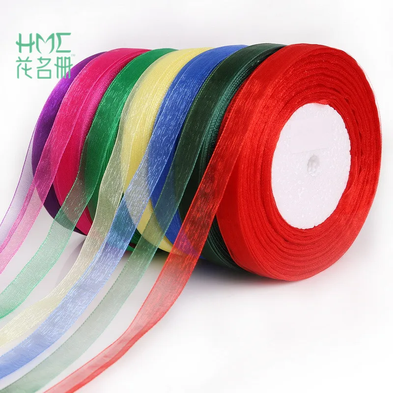 12 мм 50 ярдов лента из органзы для упаковки рождественской вечеринки|organza ribbon|tape