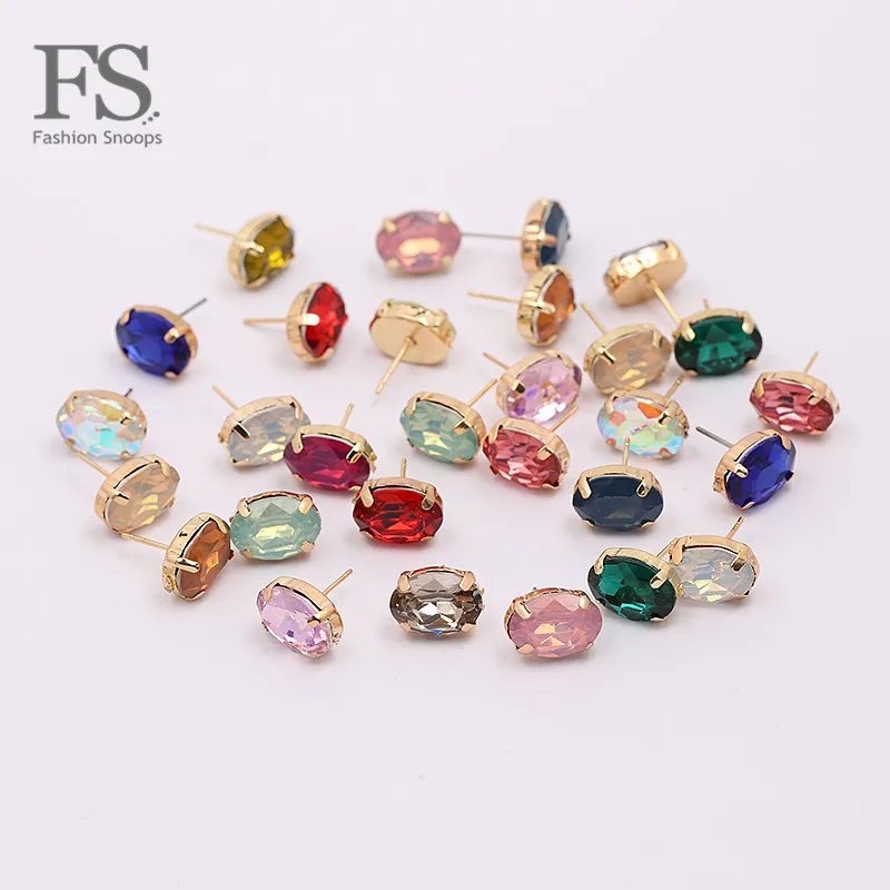 FASHIONSNOOPS Full Crystals Stud Earrings for Women Cheap Luxury Fashion Jewelry Earrings female