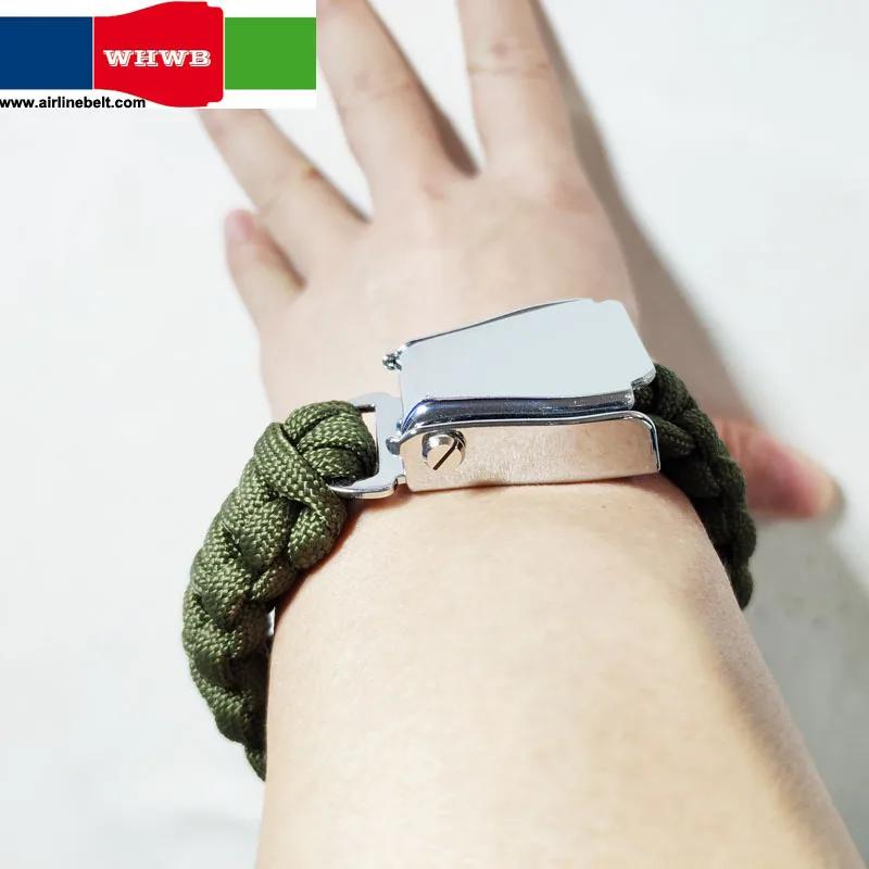 

Airbus Beoing Stainless Steel Airplane Aircraft Airline Seatbelt Buckle Rope Paracord Bracelet Hiking First Aid Kits Parachute