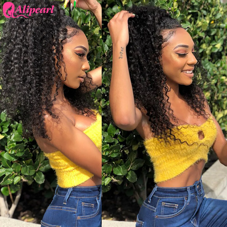 13x6 Curly Lace Front Human Hair Wigs For Black Women Ple Plucked 130% 180% Density Remy Brazilian AliPearl Curly Lace Wigs