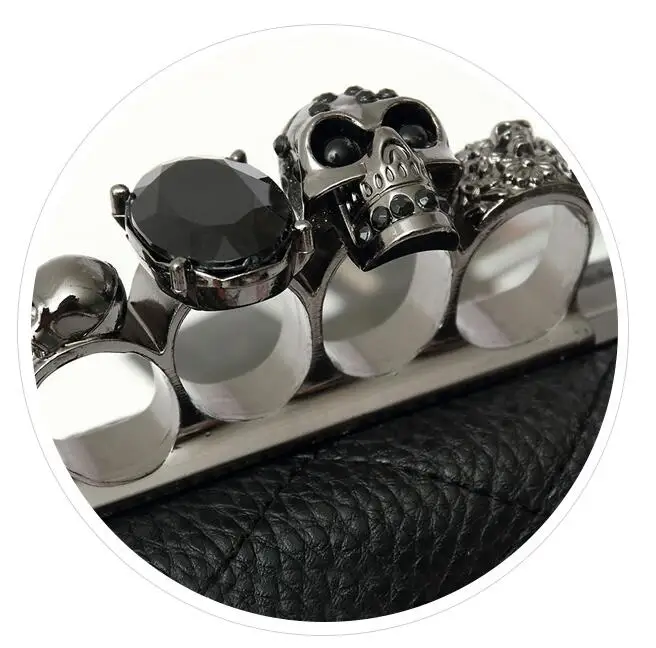 XGRAVITY Licthi Skin Sexy Ladies Clutch Bag Fashion Designer Chain Shoulder Bags Women Retro Skull Ring Mini Party Lady Bag A006