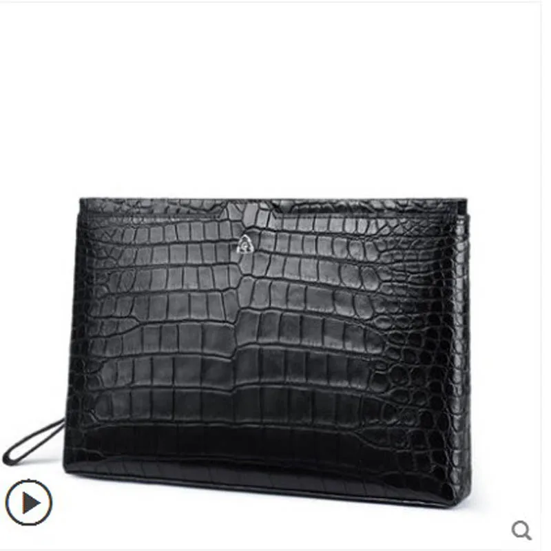

gete 2019 new New genuine crocodile belly clutch bag for men large capacity horizontal crocodile hand bag envelope men bag