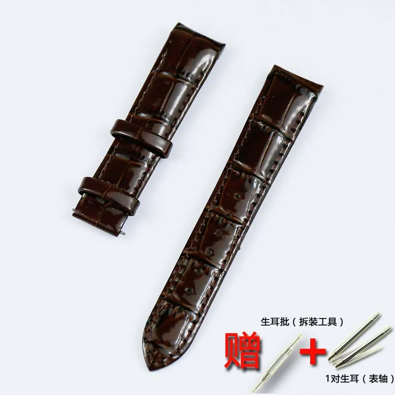 Watch accessories for Tissot women's watch leather strap 1853 strap leather cool map T035 library figure 18mm watch belt - Цвет ремешка: Brown No buckle