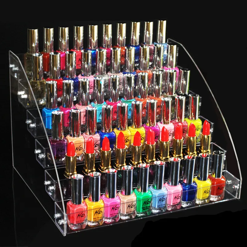 2/3/4/5/6/7 Tiers Clear Makeup Cosmetic Acrylic Organizer Lipstick Jewelry Display Stand Holder Nail Polish Rack 31x31x25cm