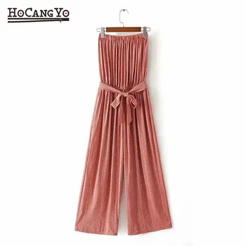 

Striped Strapless Rompers Womens Jumpsuit Wide Leg Pants Overalls for Women Summer Casual Loose Sexy Sleeveless Cotton Playsuits