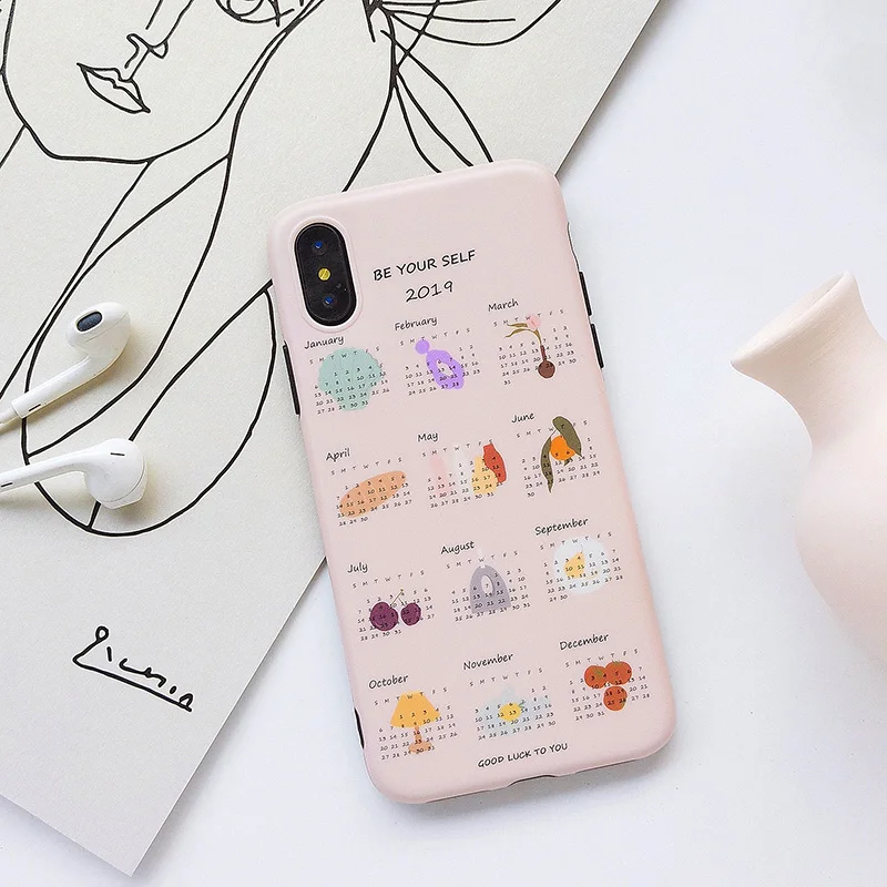 Забавный календарь для iPhone Xs XR Max Чехол мобильного телефона iPhone6s 7 8 настенный