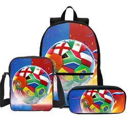 3 шт. сумки наборы для ухода за кожей футбол дизайн для мужчин обувь мальчиков рюкзак сумка через плечо Sing сумка ручка Mujer Bolsa Escolar mochila