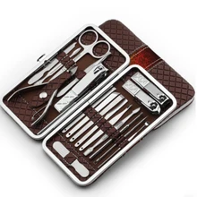 18 шт., машинка для стрижки ногтей из нержавеющей стали, ножницы для ногтей, набор для стрижки ногтей, маникюрные ножницы для ног, оплетка, нож, ушной инструмент