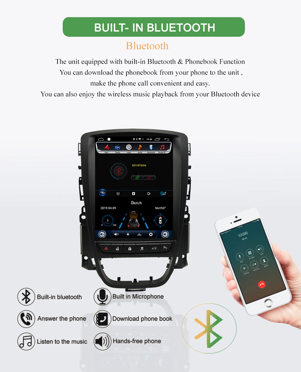 Excellent Bonroad Android 6.0 Car Multimedia Player  For Opel Vauxhall Holden ASTRA J 2010 -2013 Radio Player Navigation Audio Player 4