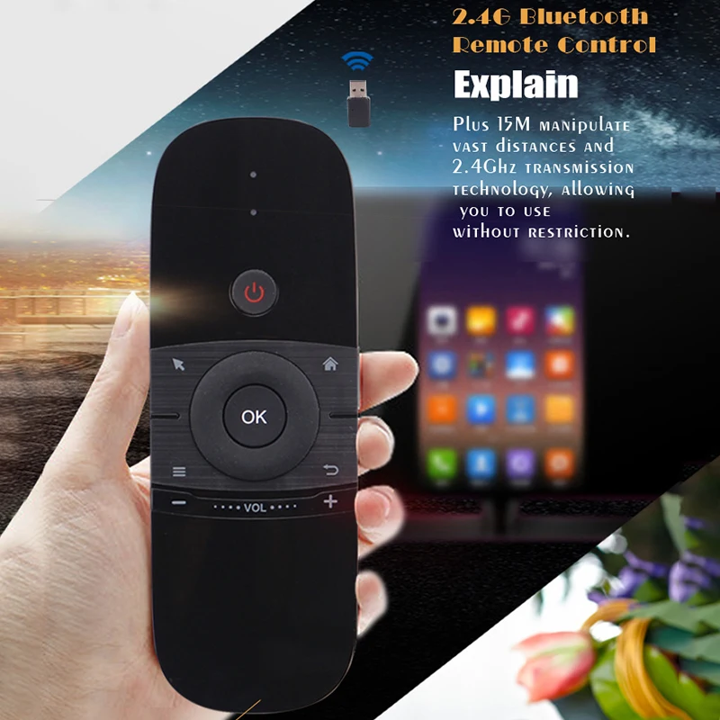 Cena Bezprzewodowy 2.4G klawiatura mysz oryginalny Wechip W1 mysz lotnicza akumulator Mini pilot zdalnego sterowania dla systemu Android Tv Box mini PC Tv