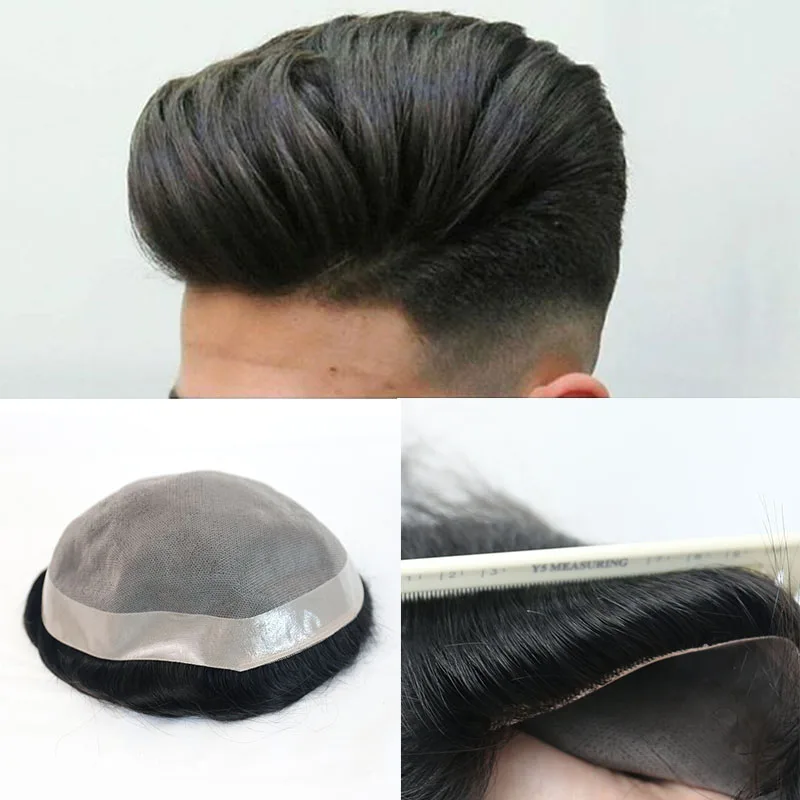 

Man Mono Human Hair Toupee Replacement System Straight Durable Toupee European Remy Hair Wigs Ever Beauty