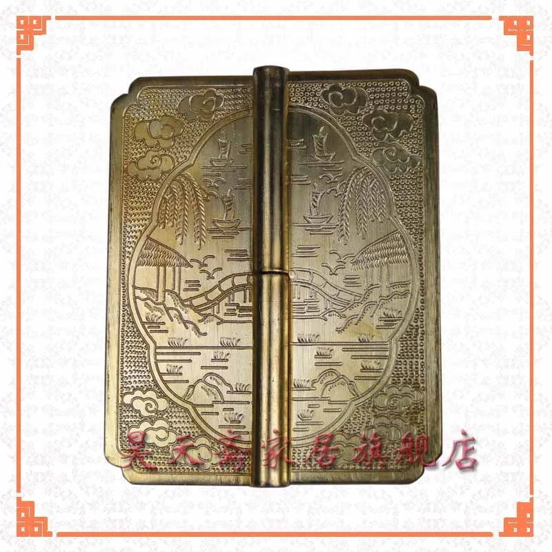 

[Haotian vegetarian] copper top cabinet hinge hinge HTF-084 Chinese antique landscape section