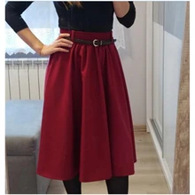 New Fashion Women's High Waist Loose Skirt Elastic Solid Color Skirt Ladies Pleated Midi Skirt Casual Party Skirt Summer