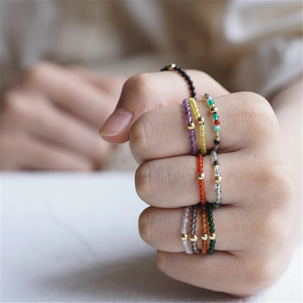 

2019 New Energy Gemstone Healing Chakra Ring Natural Amethyst Agate Stone Crystal Ring Women Balancing Fine Jewelry Wholesale