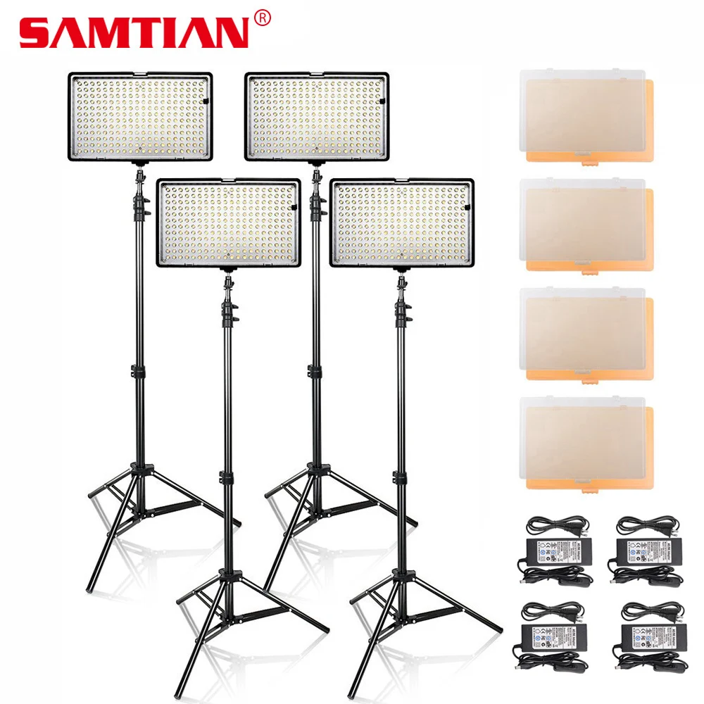 

SAMTIAN 4 in 1 Professional 3200K/5600K 240 LED Video Photo Studio Light Panel Kit With Tripod Stand For Video Shooting