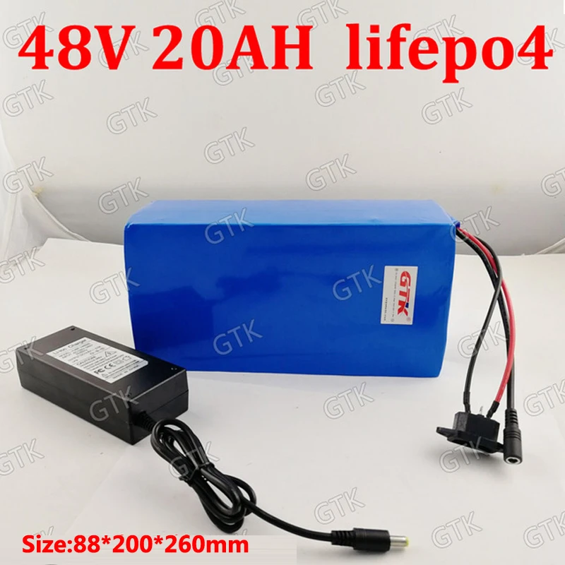 

GTK 48V 20ah lifepo4 battery 32650 lifepo4 cells With 50A BMS for 2000w scooter electric vehicles citycoco Tricycle + 3A charger