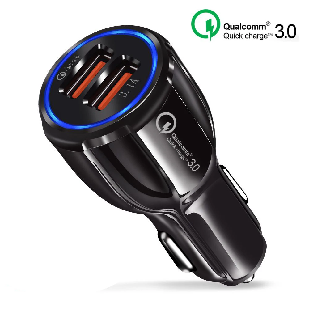

RDCY Quick Charge 3.0 Charger QC 3.0 5V 9V 12V Dual USB Car Charge Fast Charger Mobile Phone Travel Adapter Car-charge