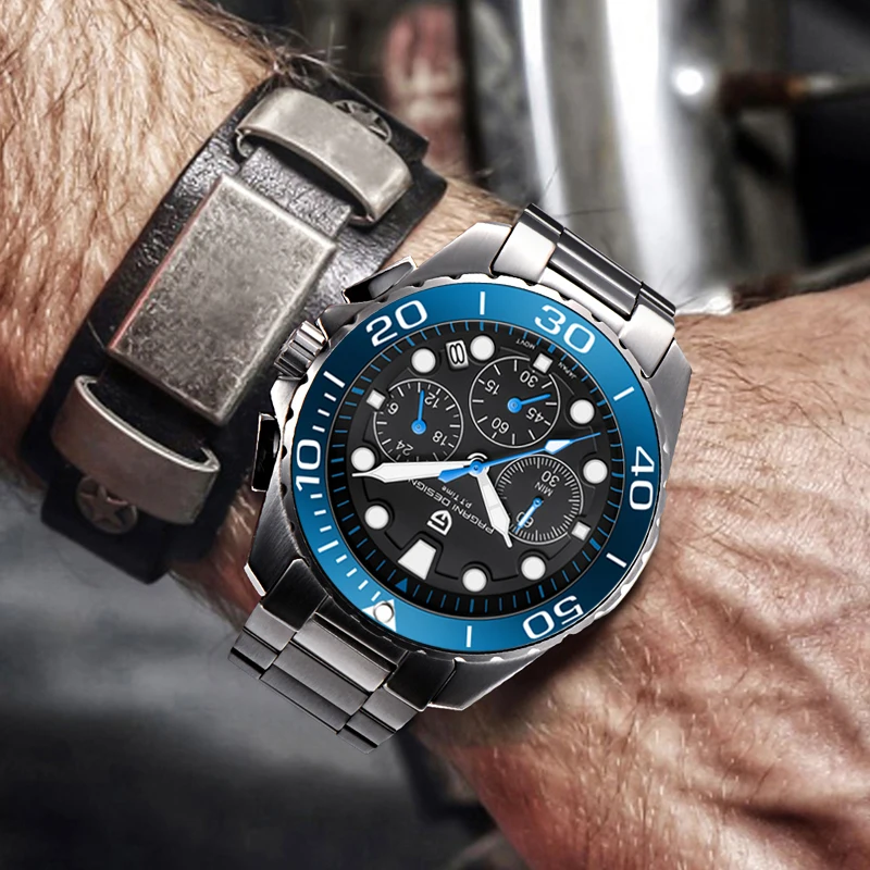 PAGANI Дизайн роскошные классические часы с хронографом для мужчин Топ Бренд Полный нержавеющая сталь Водонепроницаемый Кварцевые watch wrist Relogio Masculino