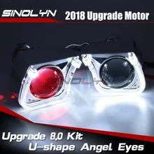 2.5” Upgrade 8.0 Square U LED Angel Eyes Halo HID Bi-xenon Lens Lenses For Headlight Car Projector DRL H1 H4 H7 9005 9006 HB3