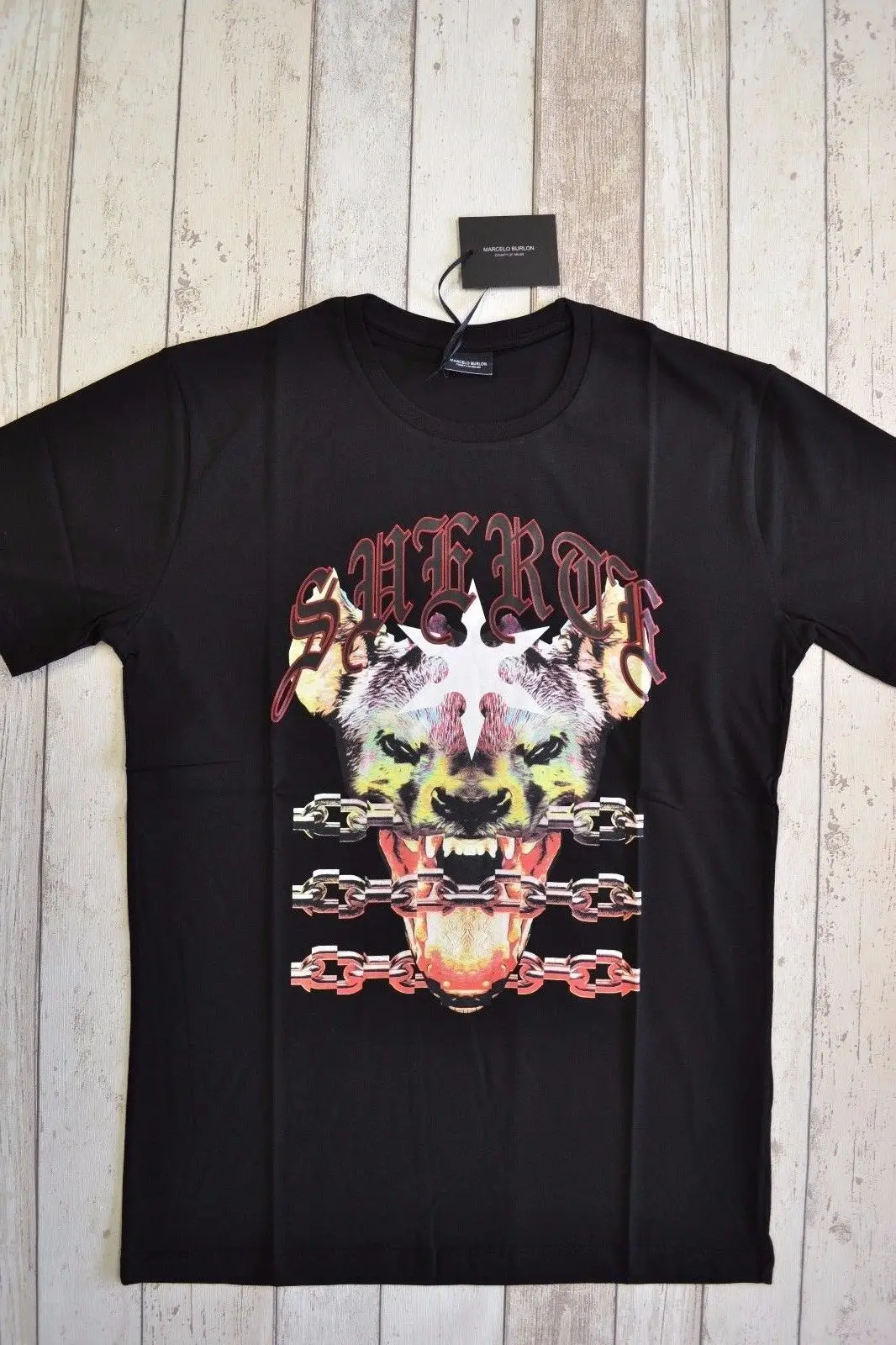 

BNWT MARCELO BURLON RAMIREZ HYENA PRINT T-SHIRT BLACK CAMISETA MAGLIETTA streetwear pride t shirt men Free Shipping