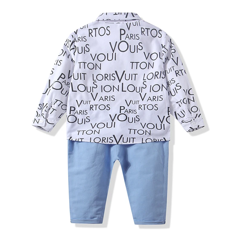 Kimocat baby boy clothes Long sleeve lapel shirt for gentlemen in spring and fall Cotton slacks newborn set