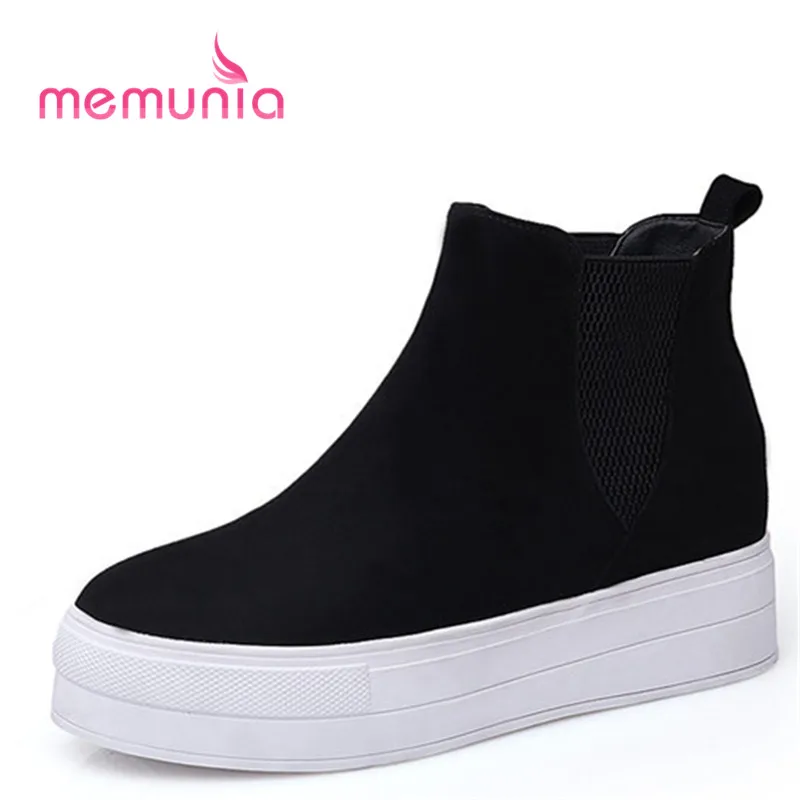 

MEMUNIA 2018 new arrive ankle boots comfortable med heels women boots round toe height increasing fashion boots