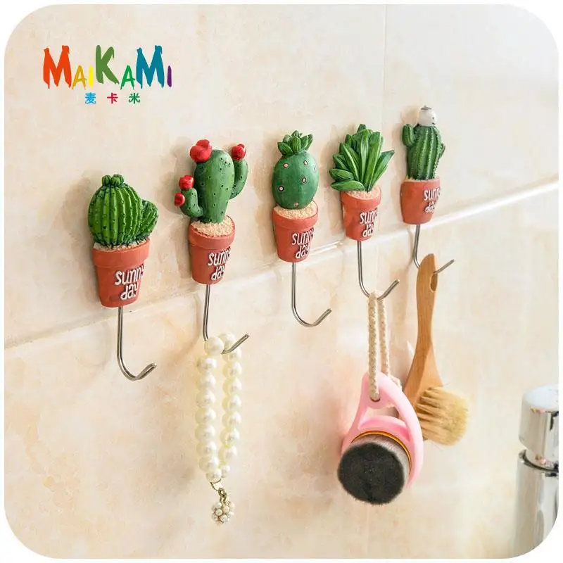 

MAIKAMI Resin Stainless Steel Hook Door After The Adhesive No Trace Hook Kitchen Wall Wall Stickers Strong Sticky Hook Dropship