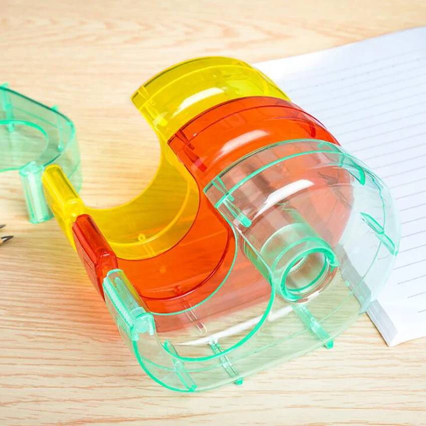 

1PC Transparent Tape Cutter Holder Plastic Japanese Paper AdhesiveTape Dispenser Portable Tape Roller Stationery Small Cutter