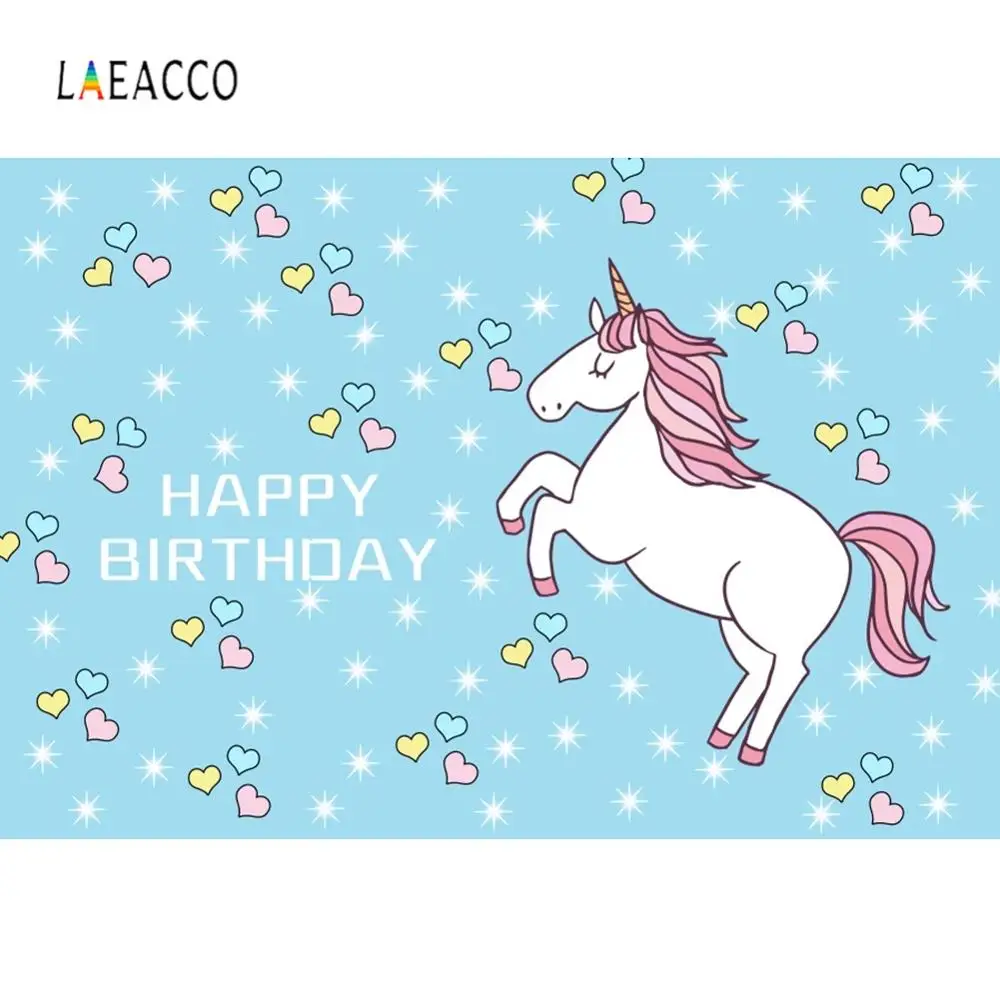 

Laeacco Unicorn Birthday Personalized Backdrops Communion Party Surprises Decoration Photography Backgrounds For Photo Studio